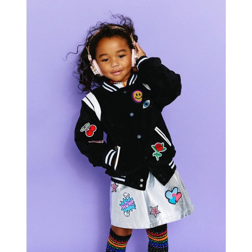 Lola + The Boys Girls' Patch Varsity Bomber Jacket Size 8